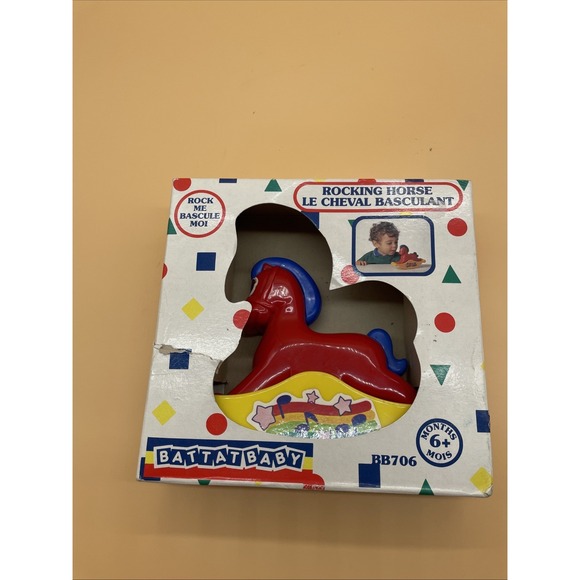 Vintage 1991 Battat Baby Rocking Horse Music Red/ Blue - Picture 1 of 4